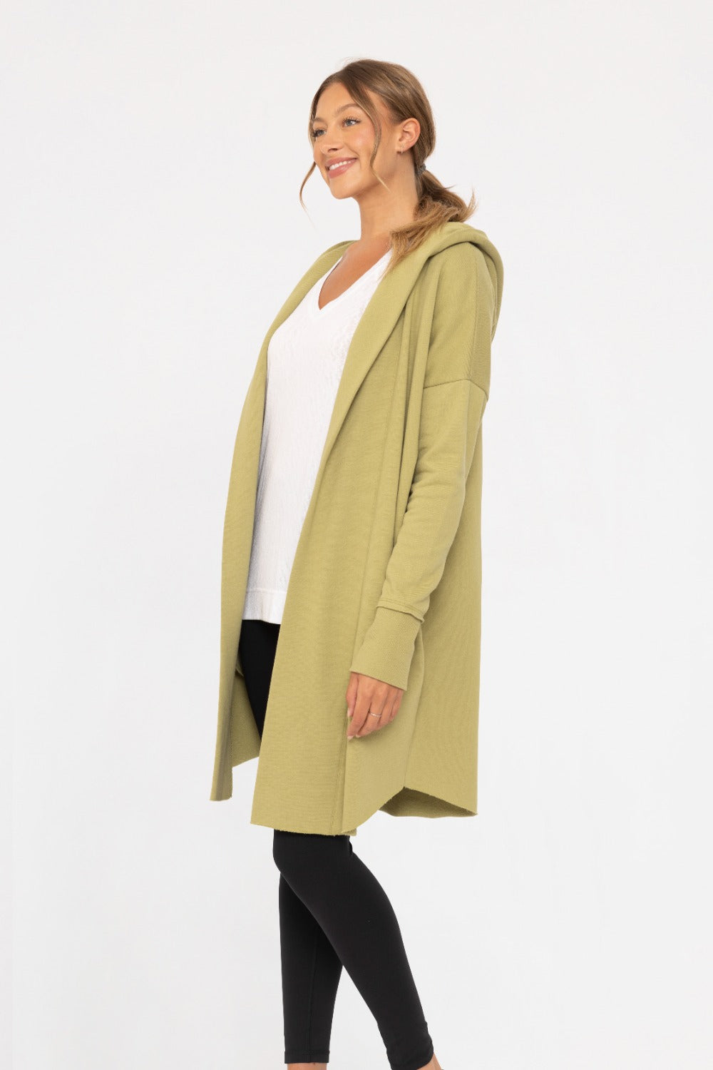 Longline Hoodie Cardigan - Cactus