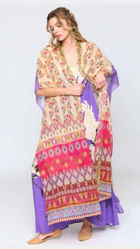 Obsessed Kimono- Cream Fuschia