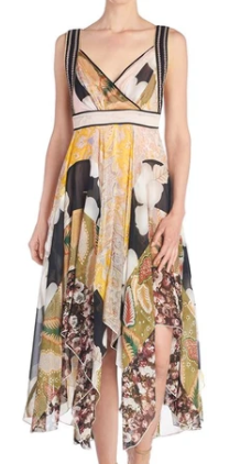 DAMAGED: V-Neck Printed Chiffon Dress
