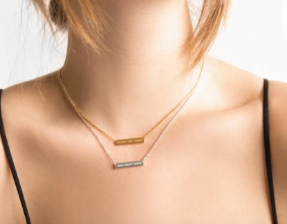 Engraved Bar Pendant: Manifest Good - Sterling Silver