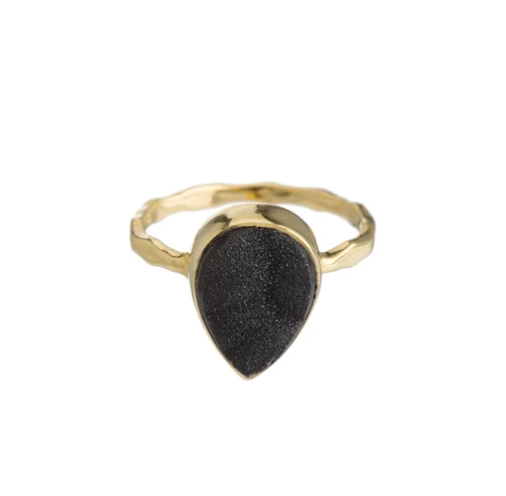 Black Druzy Ring