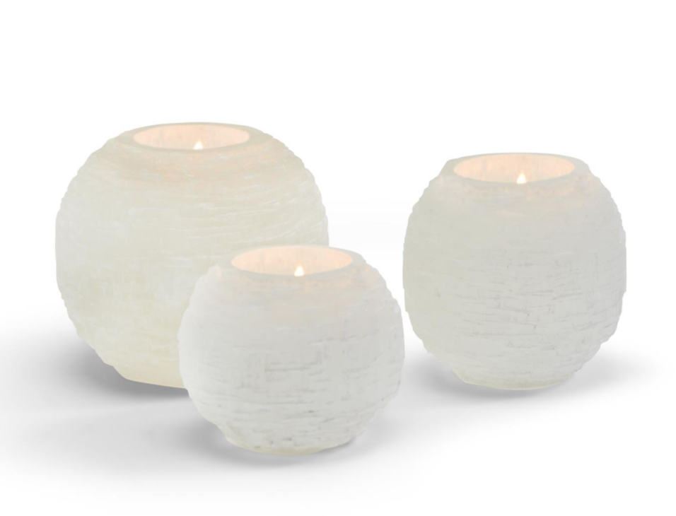 Glacier Set of 3 Selenite Crystal Candle Holders