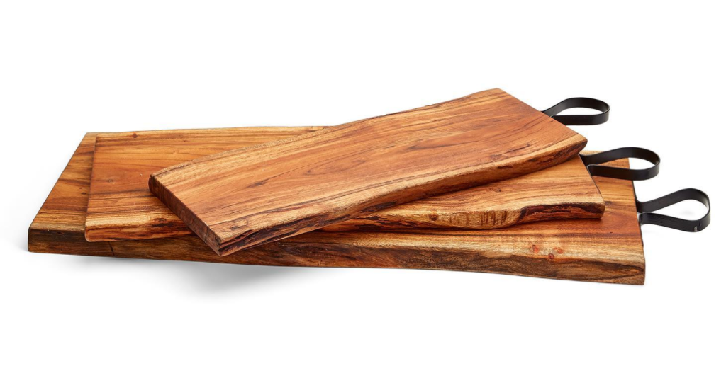 Set of 3 Serving Boards with Iron Handle