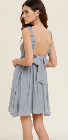 Smocked Mini Dress - Cloud