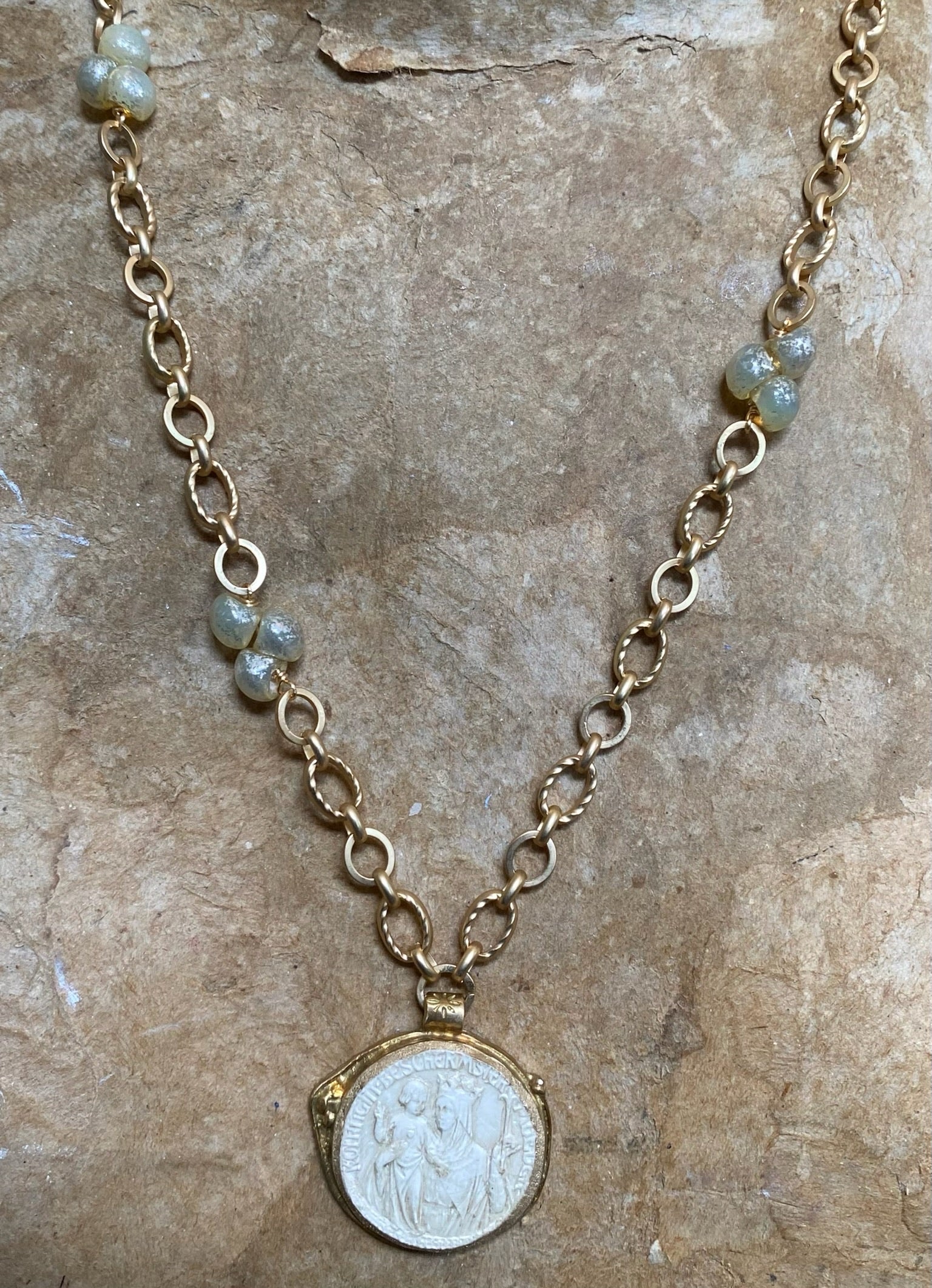 Holy Mother Intaglio with Czech beads