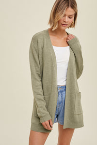 Soft Olive Mauve Cardigan