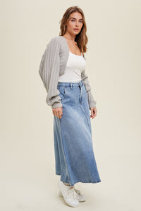 Ribbed Bolero Sweater - Grey