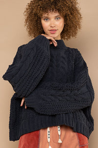 Mock Neck Chenille Sweater - Charcoal