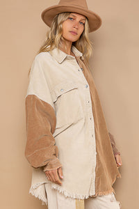 Almond/Caramel Patched Corduroy Jacket