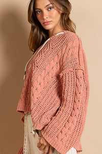 V-Neck Chenille Hoodie - Rusty Salmon