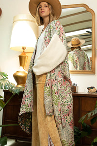 Jacquard Long Robe - Pink Floral