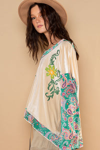 V Neck Paisley Top - Green