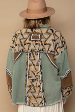Load image into Gallery viewer, Color Block Frayed Shacket - Sage/Chocolate