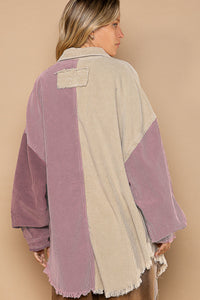 Taupe & Burgundy Patched Corduroy Jacket