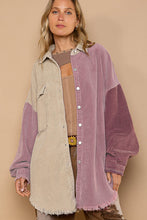 Load image into Gallery viewer, Taupe &amp; Burgundy Patched Corduroy Jacket