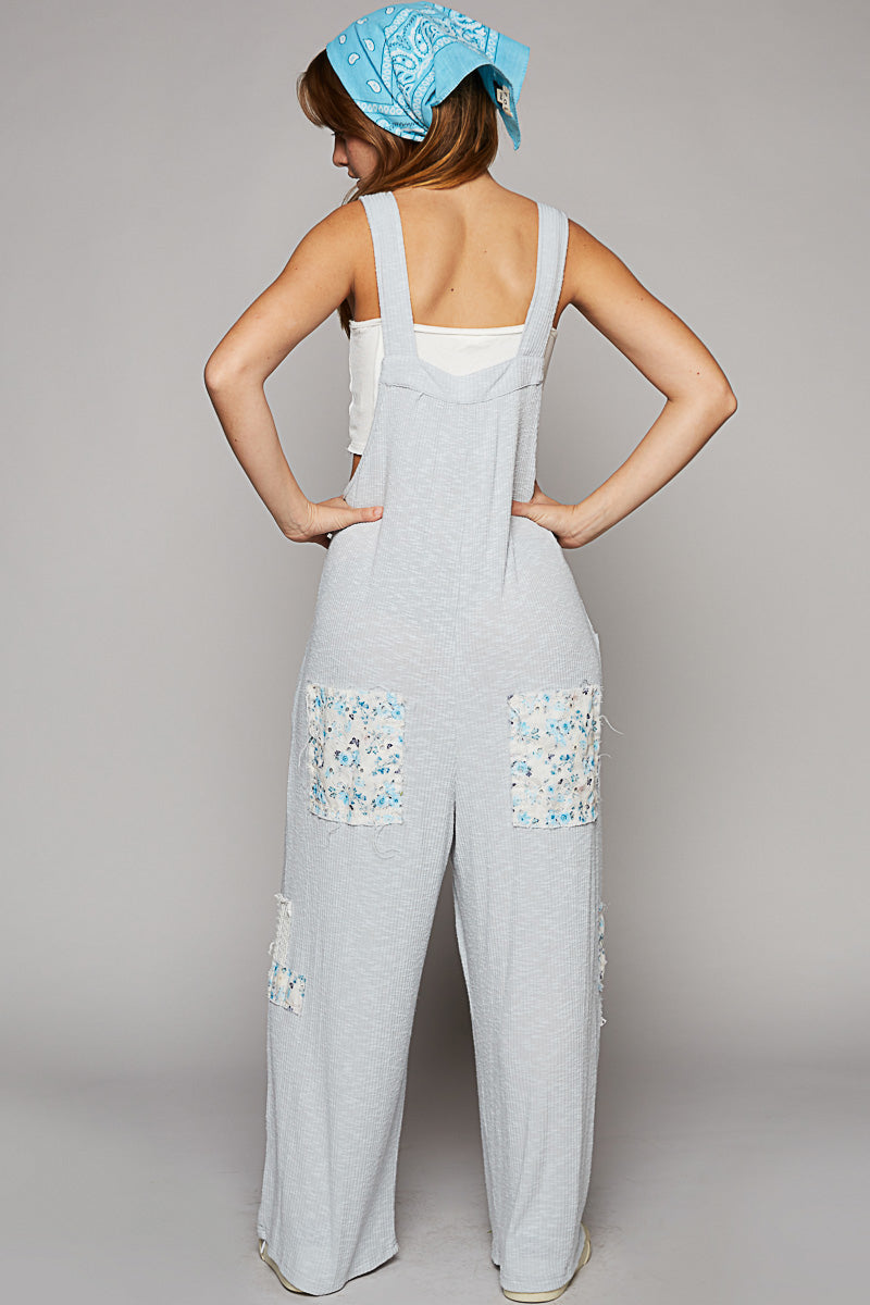 Floral Pocket Jumpsuit - Powder Blue