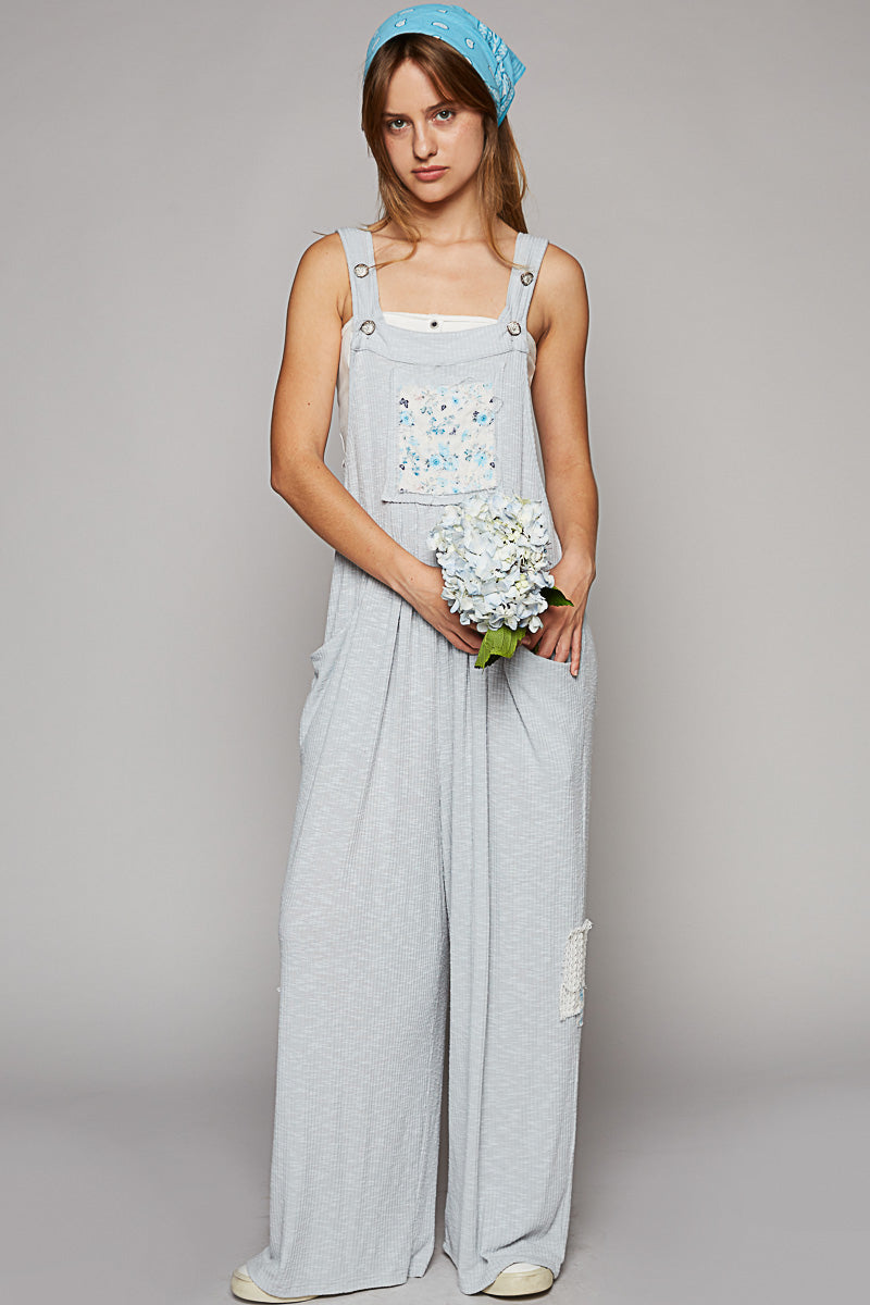 Floral Pocket Jumpsuit - Powder Blue