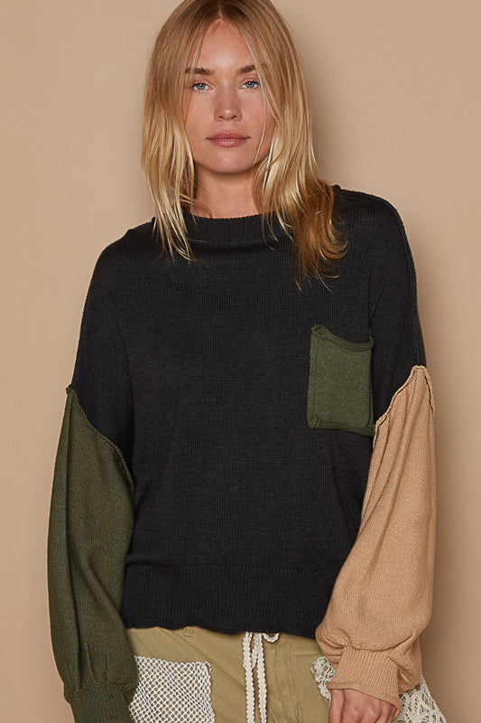 Grunge Sweater - Black Olive Taupe