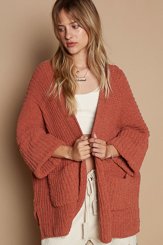 Long Sleeve Cardigan - Brick