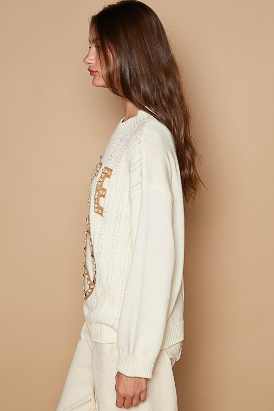 Peace Cotton Sweater - Powder Cream