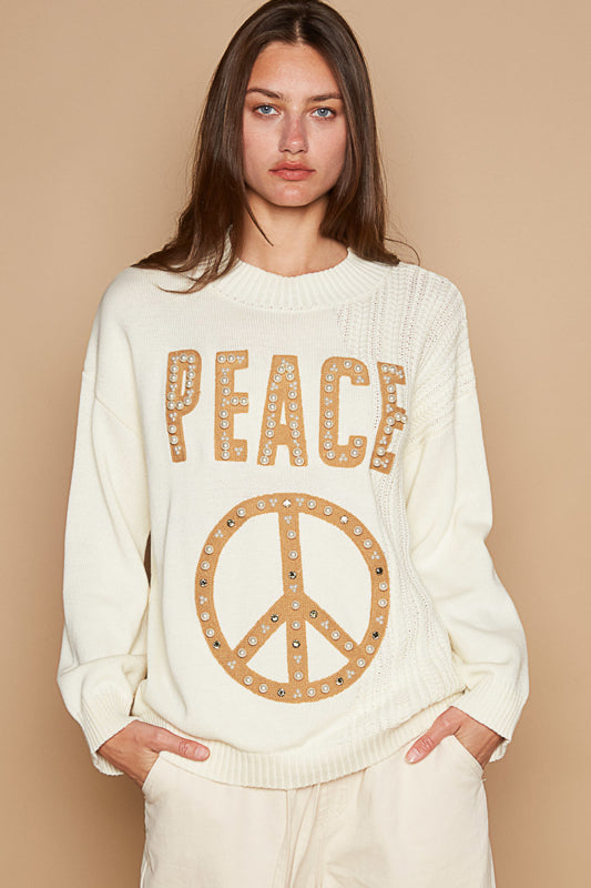 Peace Cotton Sweater - Powder Cream