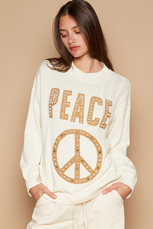 Peace Cotton Sweater - Powder Cream