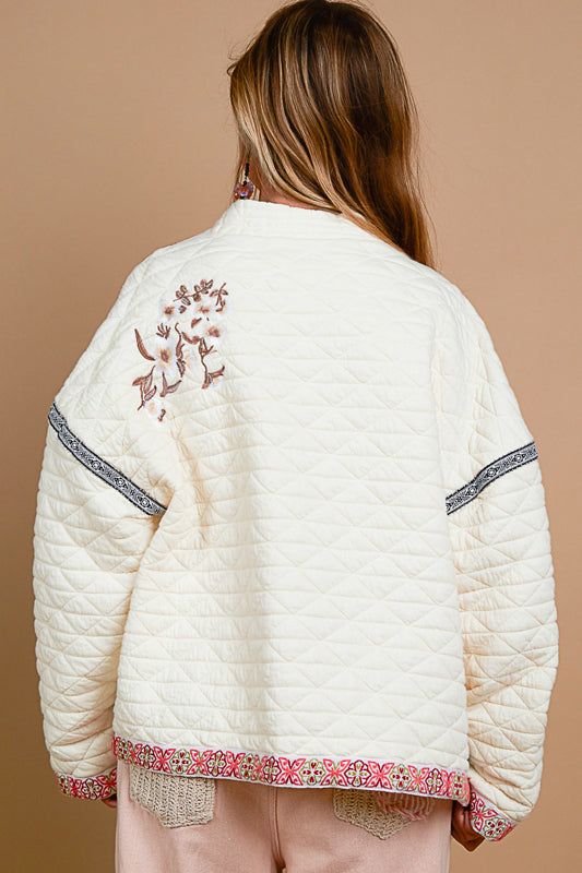 Quilted Knit Jacket - Cream