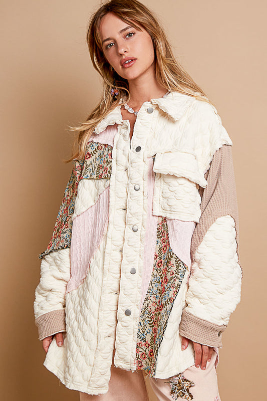 Quilted Jacquard - Cream/Pink