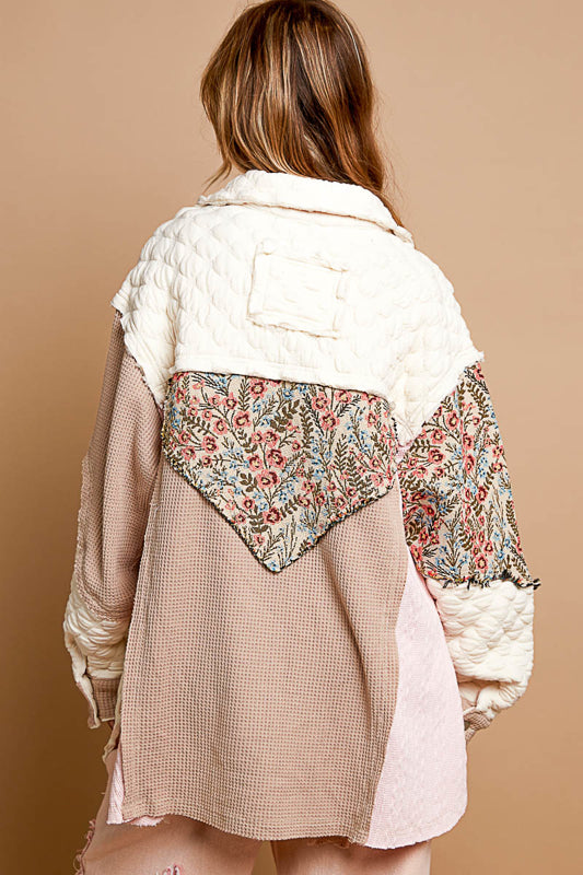 Quilted Jacquard - Cream/Pink