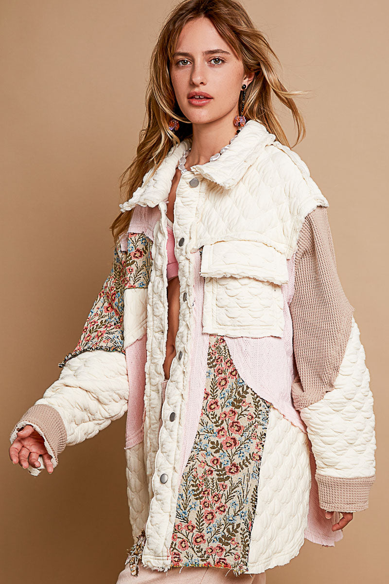 Quilted Jacquard - Cream/Pink