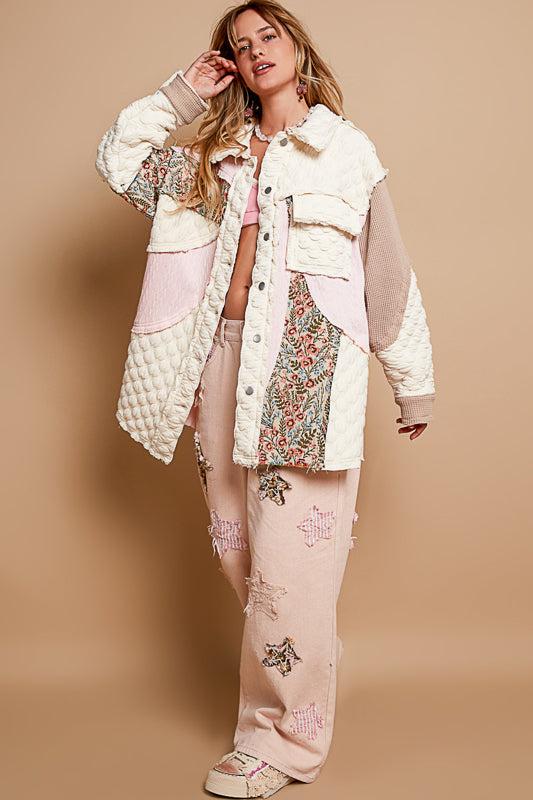 Quilted Jacquard - Cream/Pink