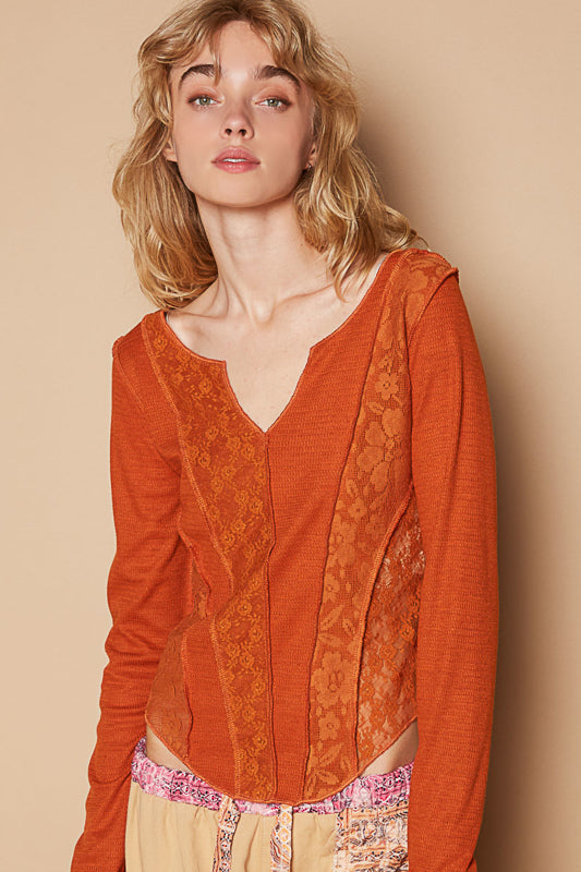 Thermal & Lace Thermal Top - Burnt Topaz