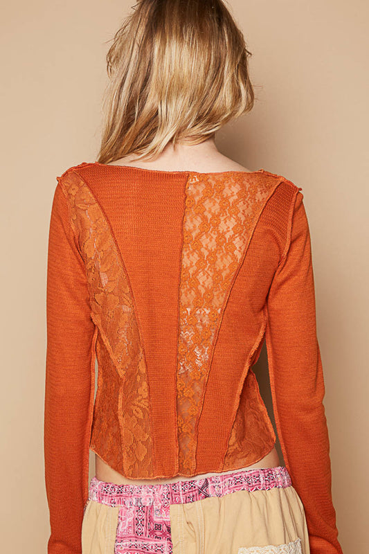 Thermal & Lace Thermal Top - Burnt Topaz