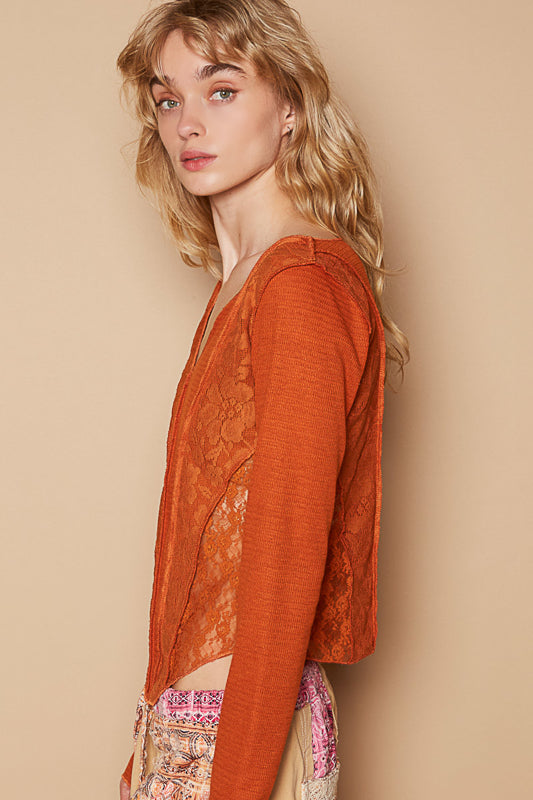 Thermal & Lace Thermal Top - Burnt Topaz