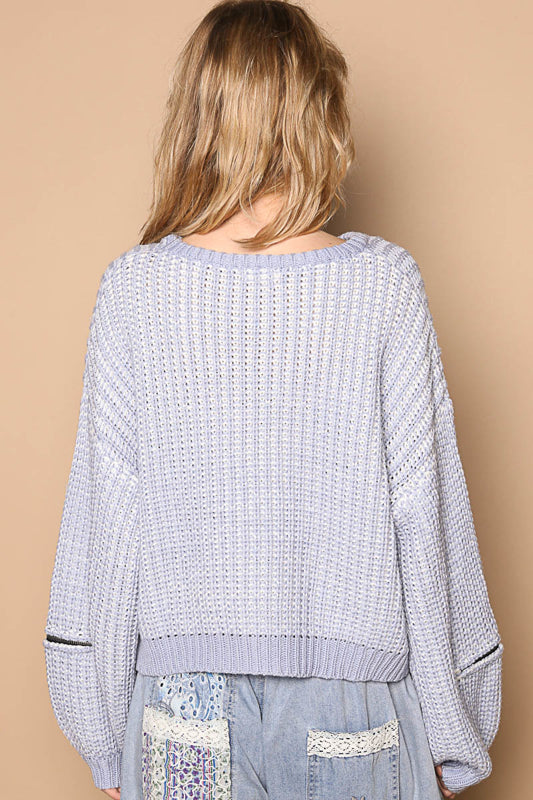 Heartbeat Knit Sweater - Baby Blue