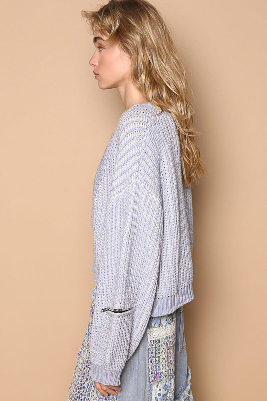 Heartbeat Knit Sweater - Baby Blue