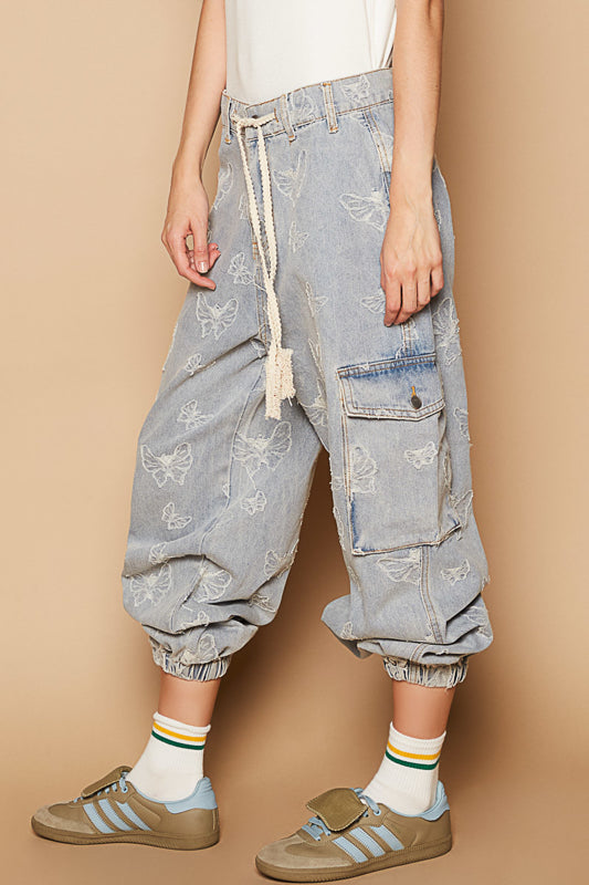 Butterfly Denim Joggers