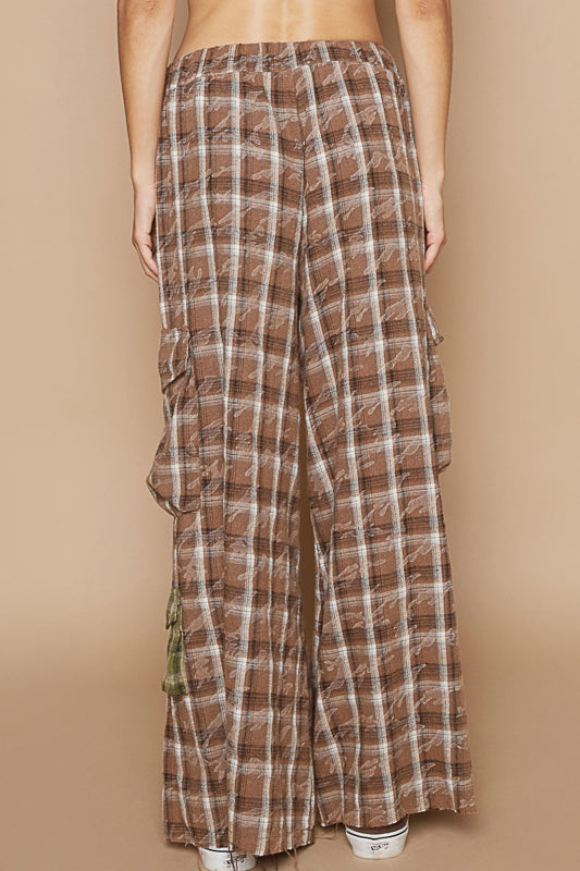 Plaid Cargo Pants - Chocolate