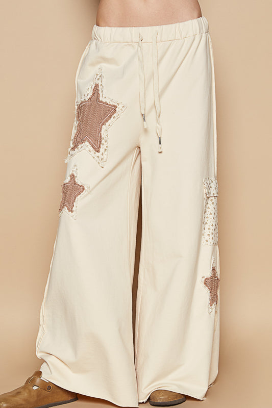 Vintage Star Patch Pants - Cream