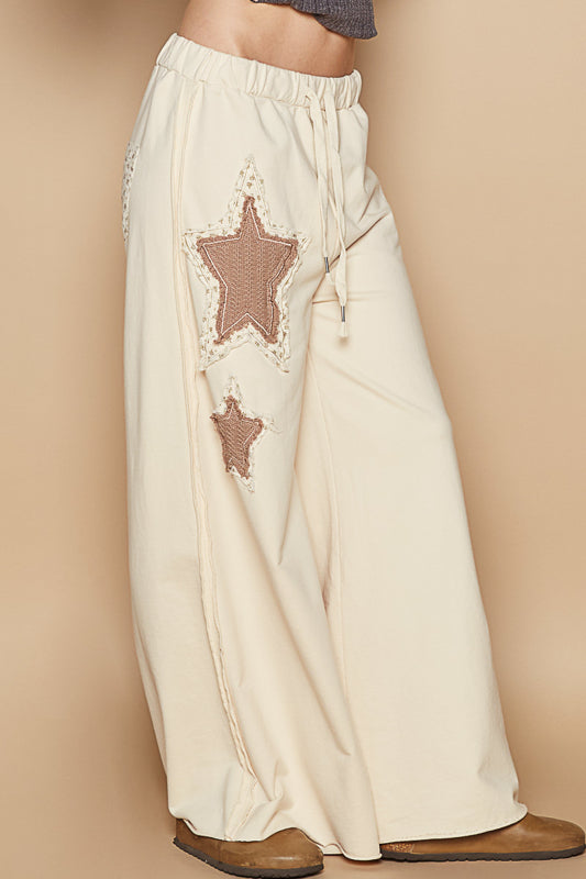 Vintage Star Patch Pants - Cream