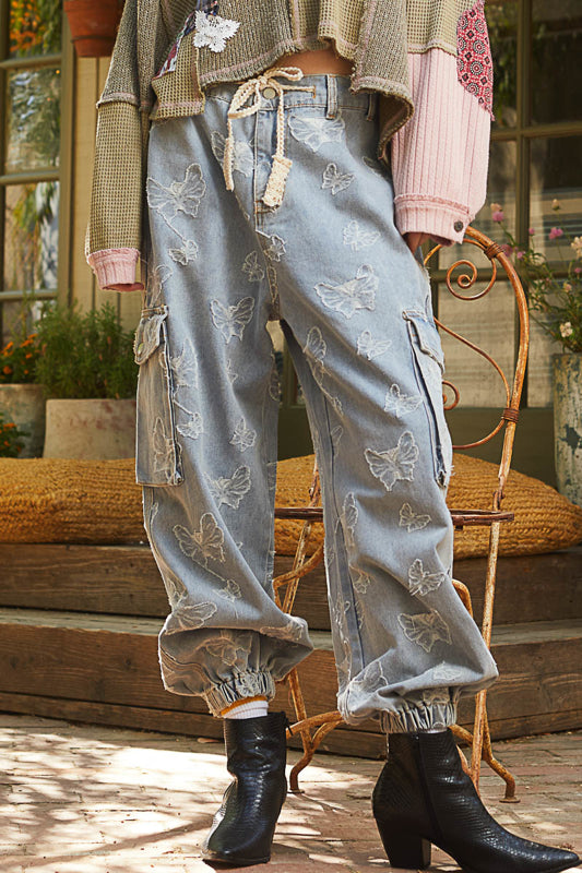 Butterfly Denim Joggers