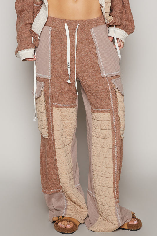 Relax Fit Quilted Pants - Oat/Chocolate