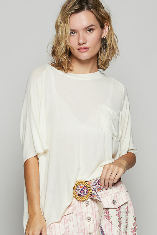 Vintage Wash Relaxed Tee - Cream