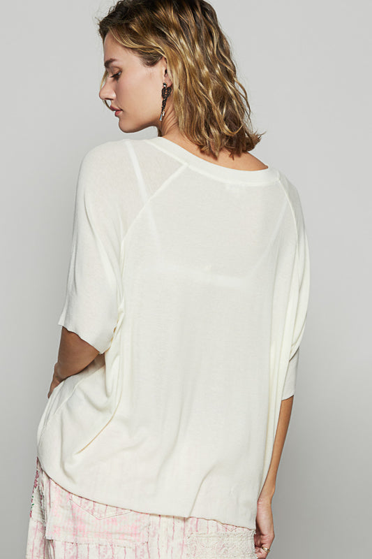 Vintage Wash Relaxed Tee - Cream