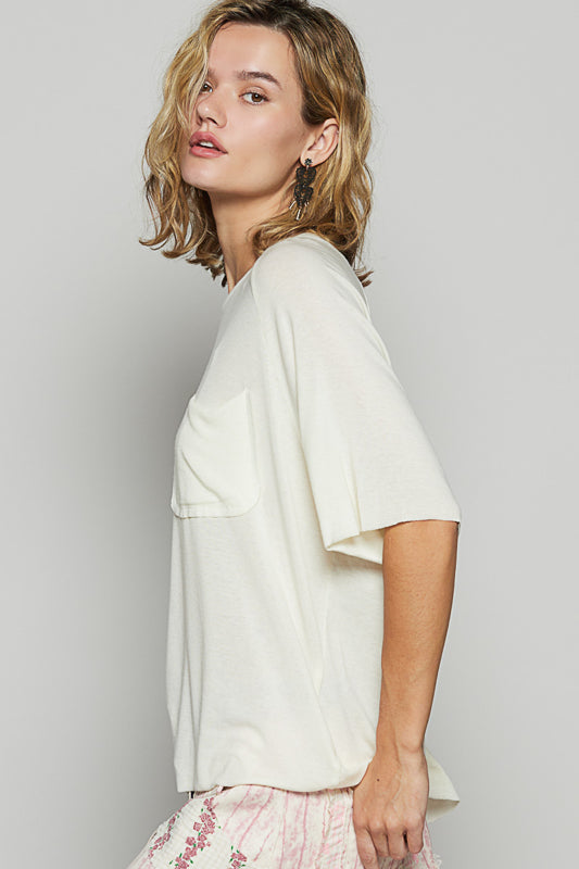 Vintage Wash Relaxed Tee - Cream