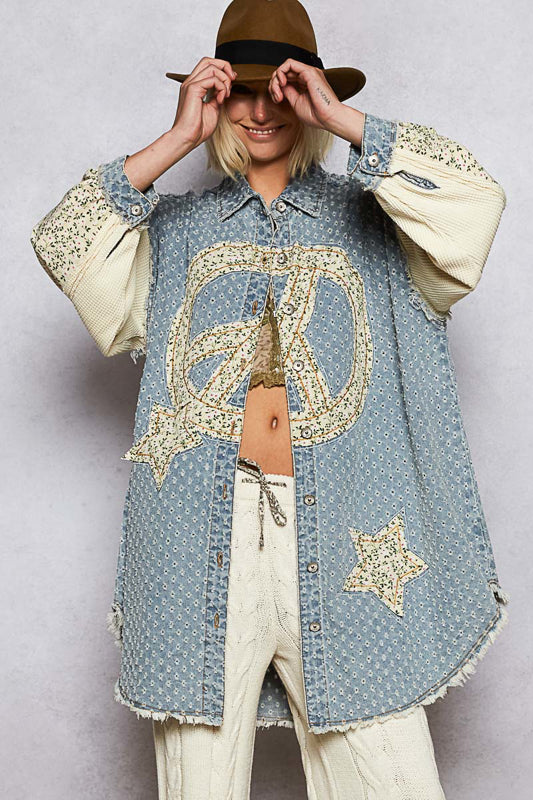 Peace Detail Long Shacket
