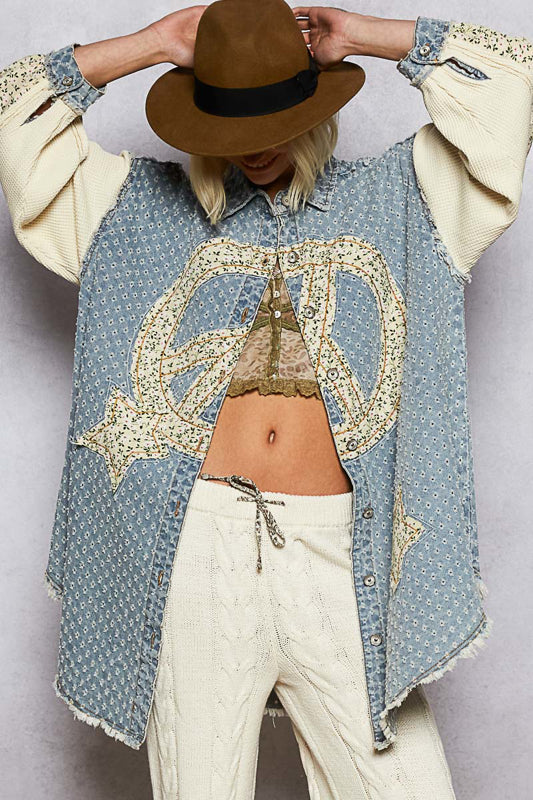 Peace Detail Long Shacket