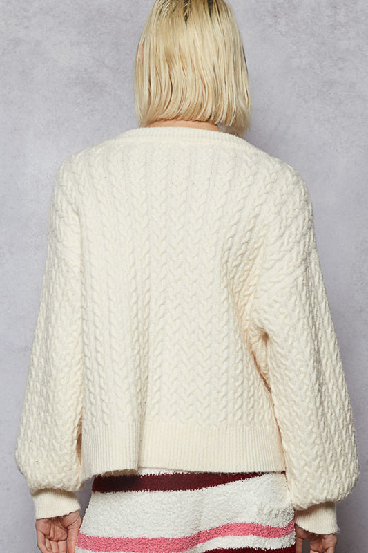 V-Neck Sweater - Powder Cream