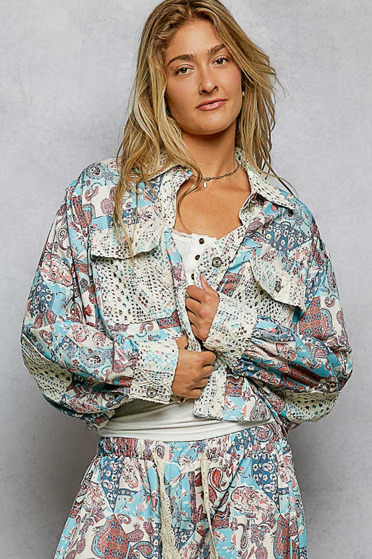 Floral + Paisley Crochet Accent Jacket