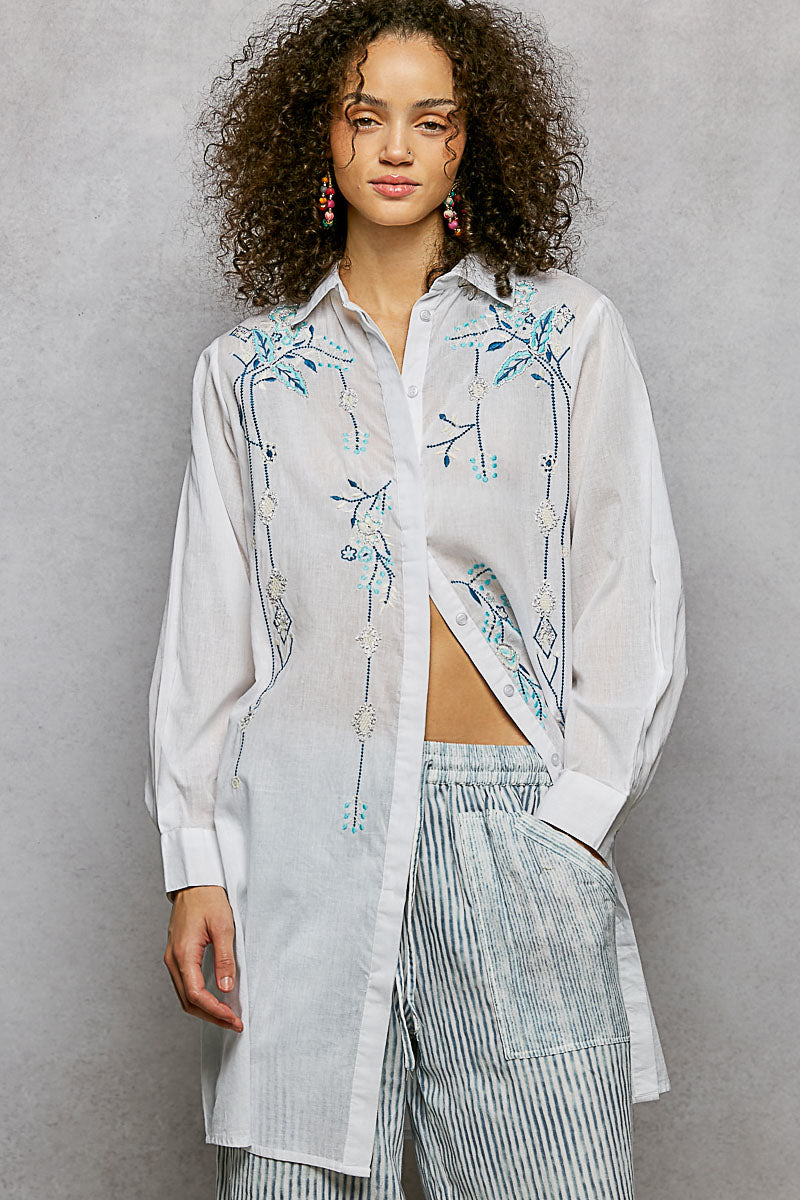 Cotton Shirt Top - Ivory